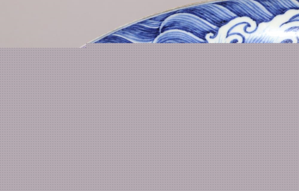 Artwork by Chen Zhifo, A LARGE BLUE AND WHITE 'FLORAL SCROLL' BRUSH WASHER, Made of Underglaze Blue