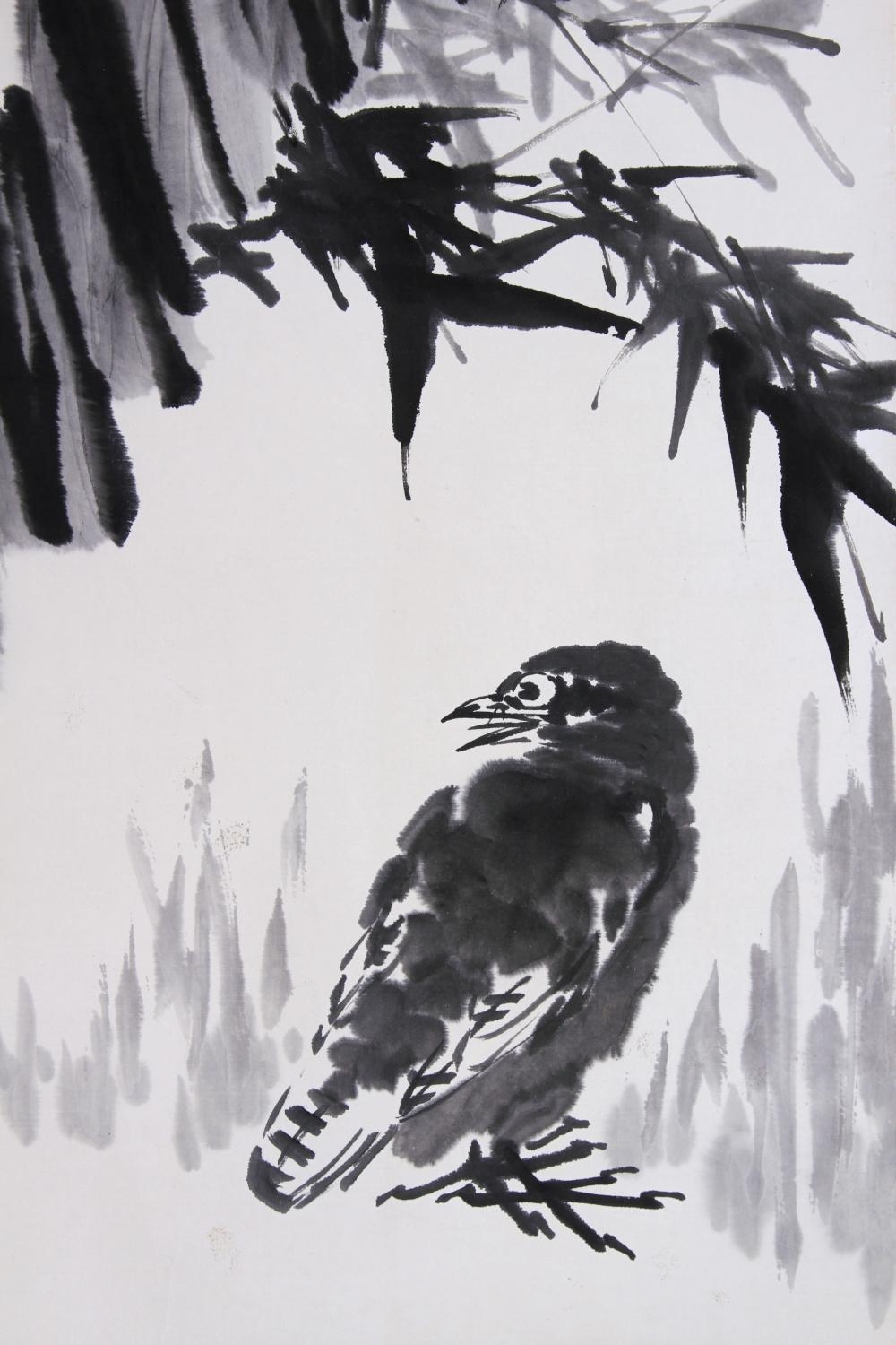 Artwork by Li Kuchan, Quail in the Shade of Banana Leaves, Made of Ink And Color On Paper