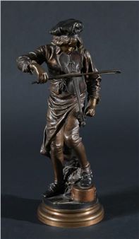 bronze figure of the musician playing his violin - Adrien Etienne Gaudez
