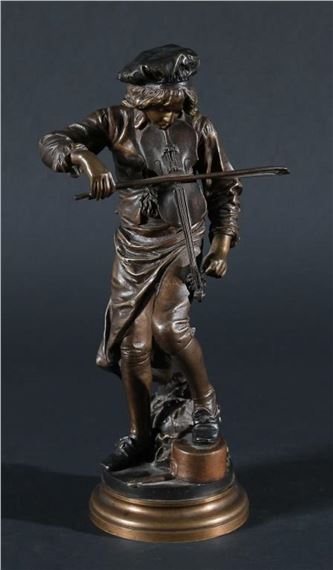bronze figure of the musician playing his violin by Adrien Etienne Gaudez, 19th c
