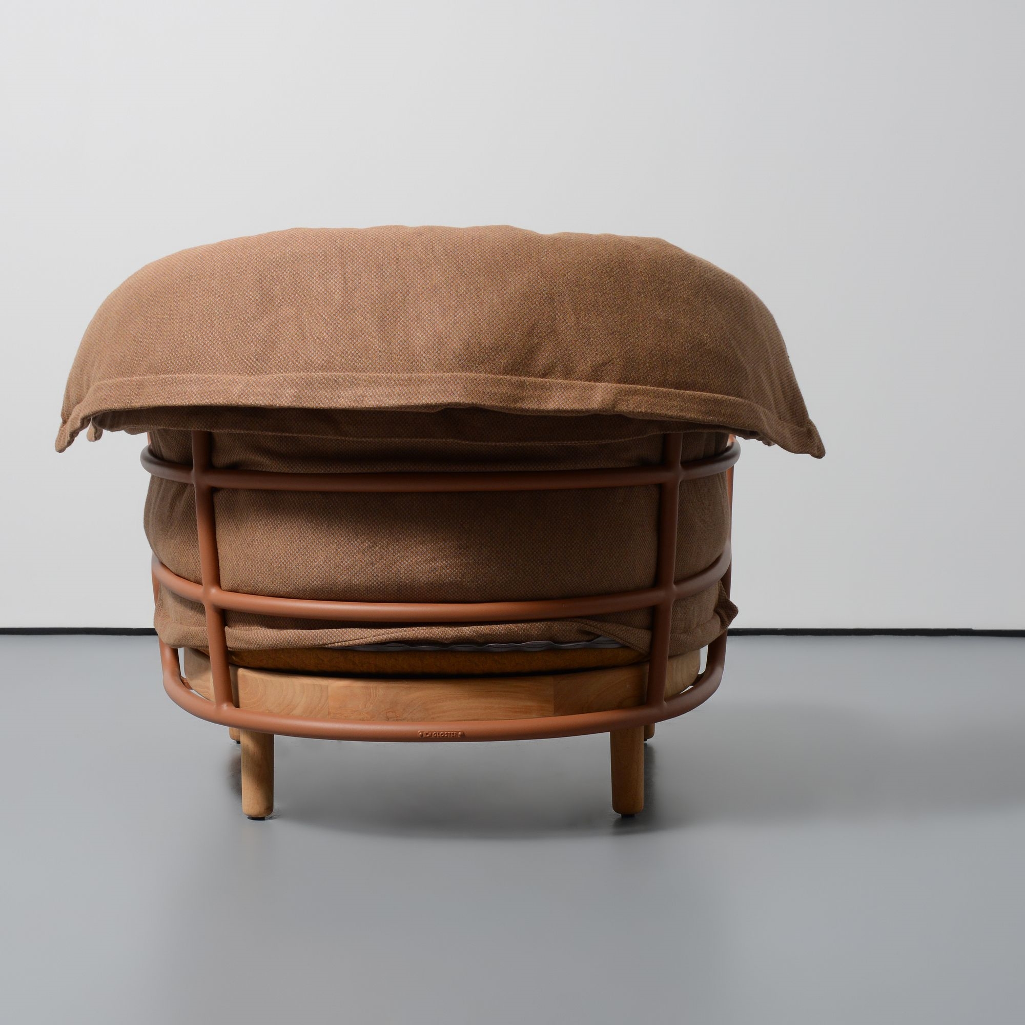 Artwork by Sebastian Herkner, DUNE Lounge Chair, Made of powder-coated aluminum, teak, upholstery