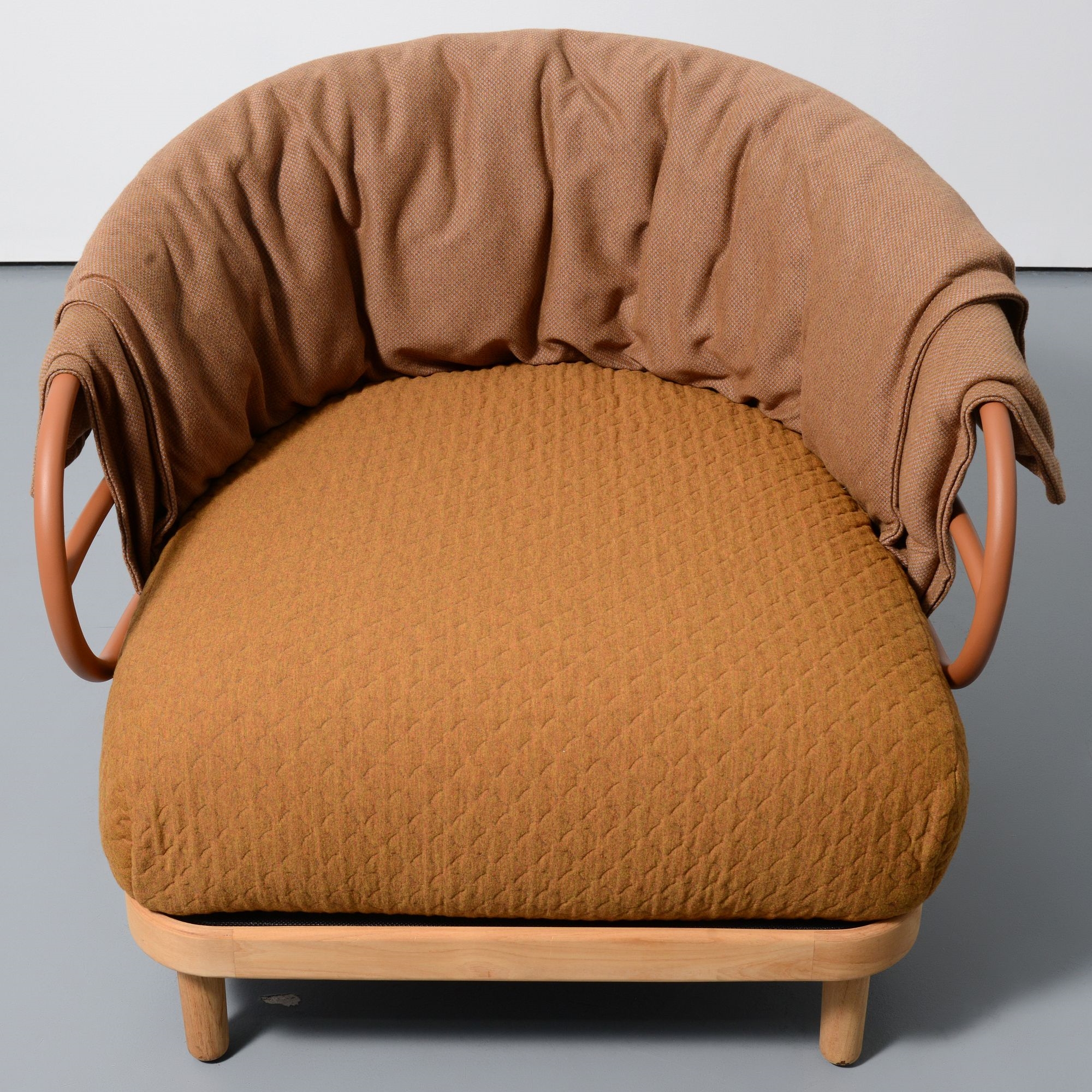 Artwork by Sebastian Herkner, DUNE Lounge Chair, Made of powder-coated aluminum, teak, upholstery