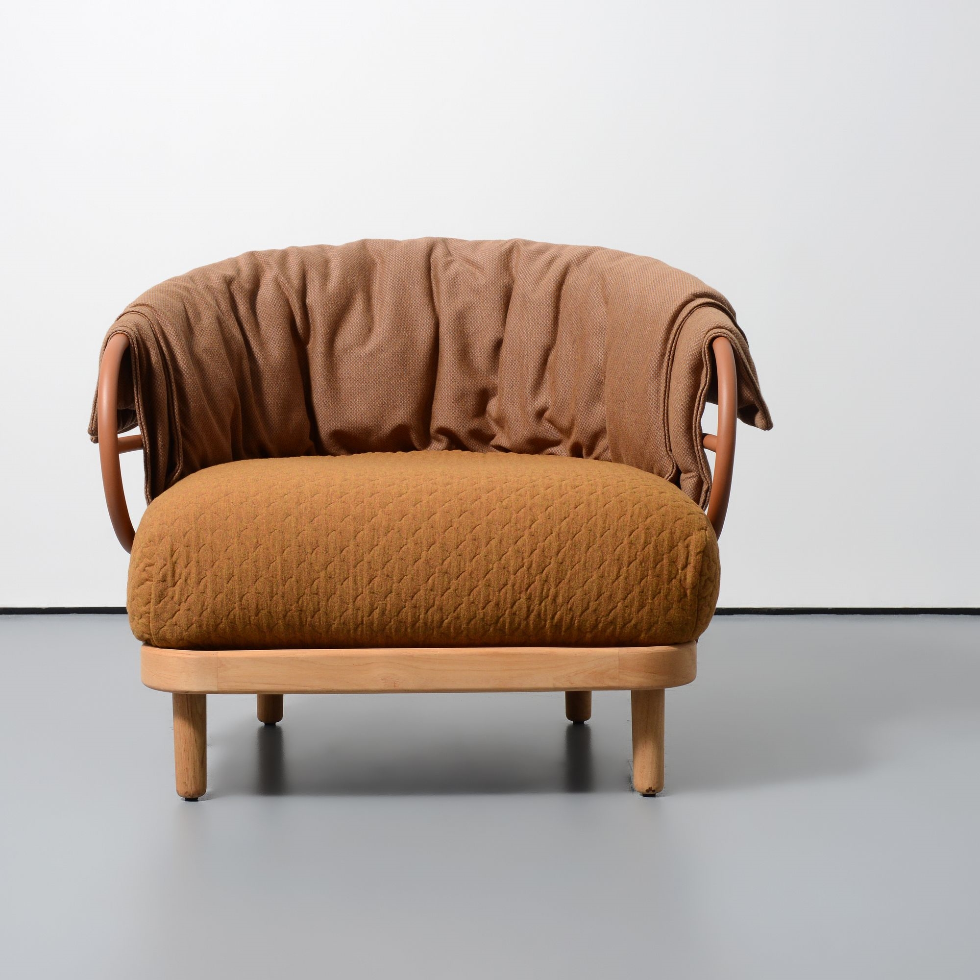 Artwork by Sebastian Herkner, DUNE Lounge Chair, Made of powder-coated aluminum, teak, upholstery