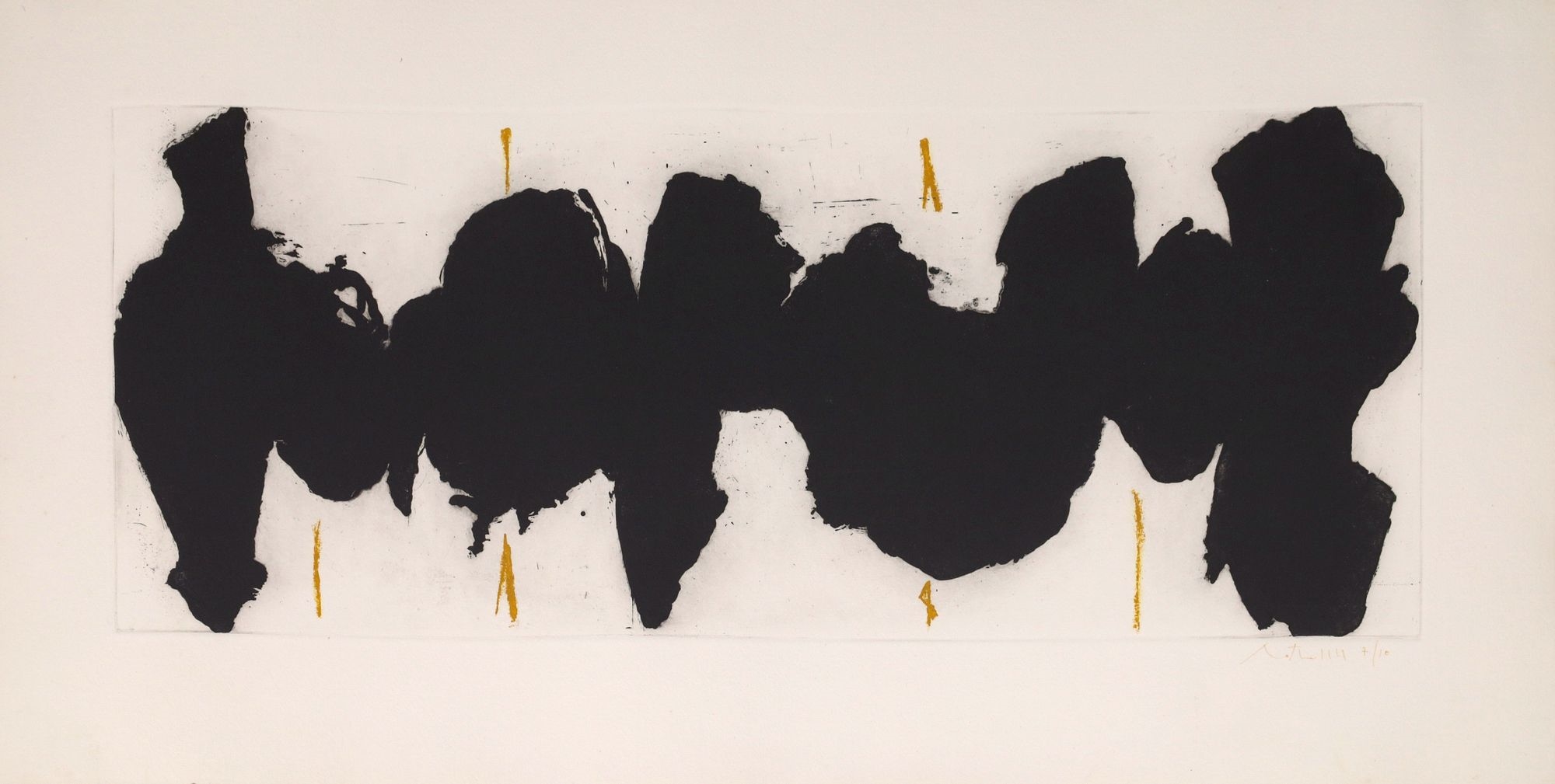 Artwork by Robert Motherwell, RUNNING ELEGY II, YELLOW STATE, Made of Etching And Aquatint In Colors On Hawthorne Of Larroque Handmade Paper