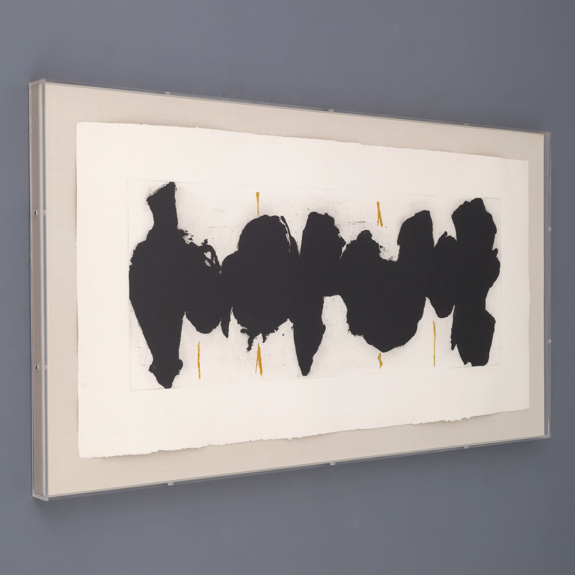 Artwork by Robert Motherwell, RUNNING ELEGY II, YELLOW STATE, Made of Etching And Aquatint In Colors On Hawthorne Of Larroque Handmade Paper