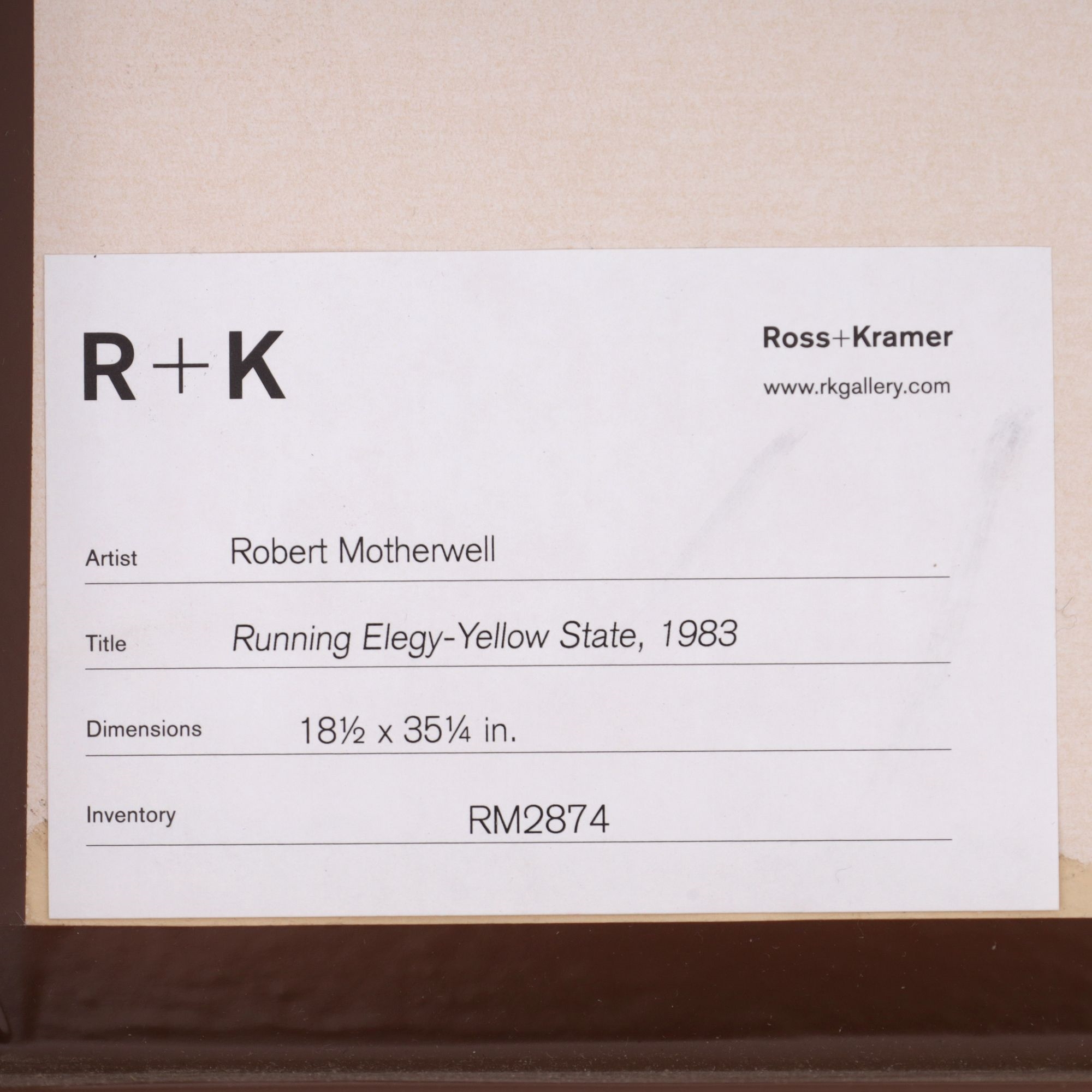 Artwork by Robert Motherwell, RUNNING ELEGY II, YELLOW STATE, Made of Etching And Aquatint In Colors On Hawthorne Of Larroque Handmade Paper