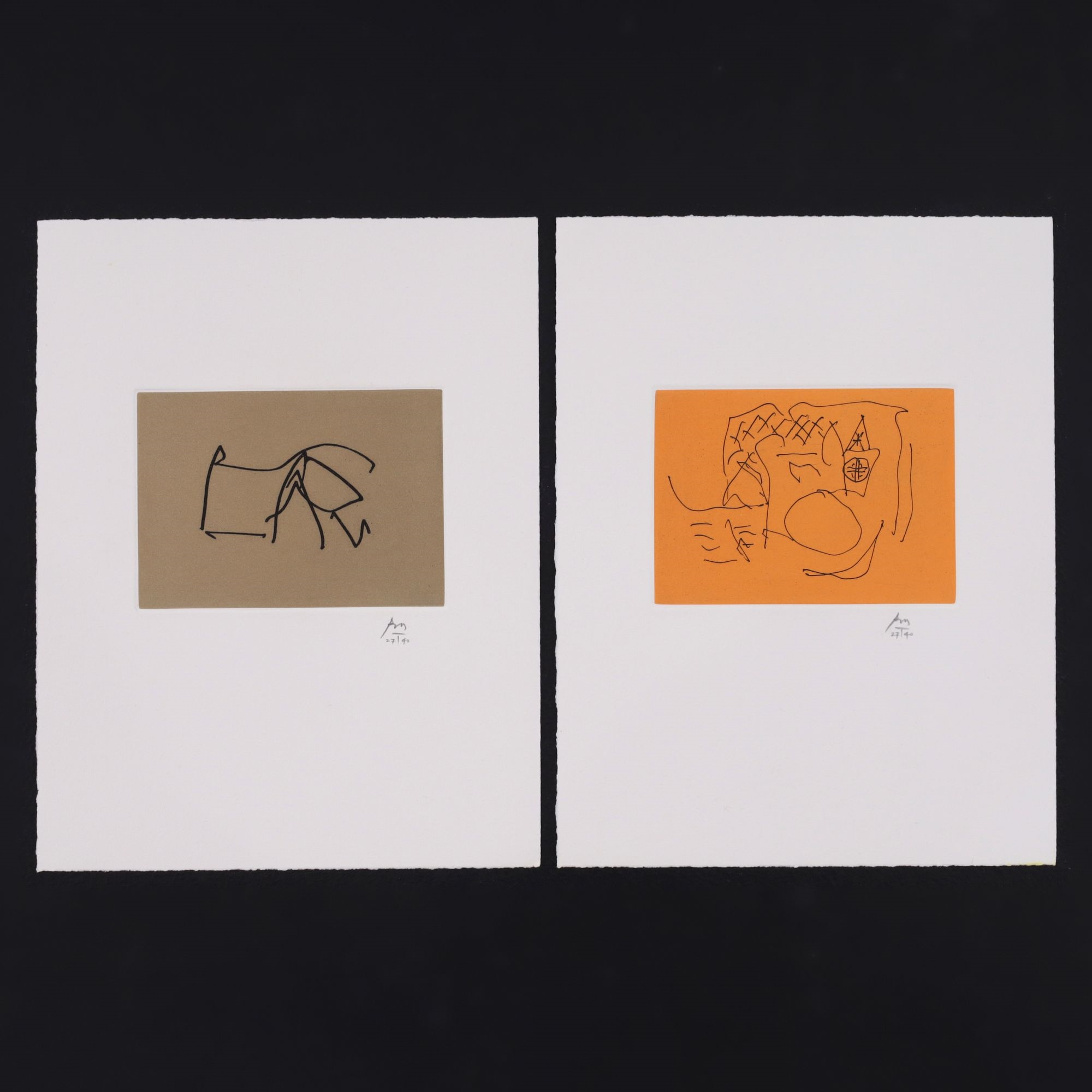 Artwork by Robert Motherwell, STAR OF THE SEA & SKIN THE GOAT, Made of Etching In Color On Johannot Paper