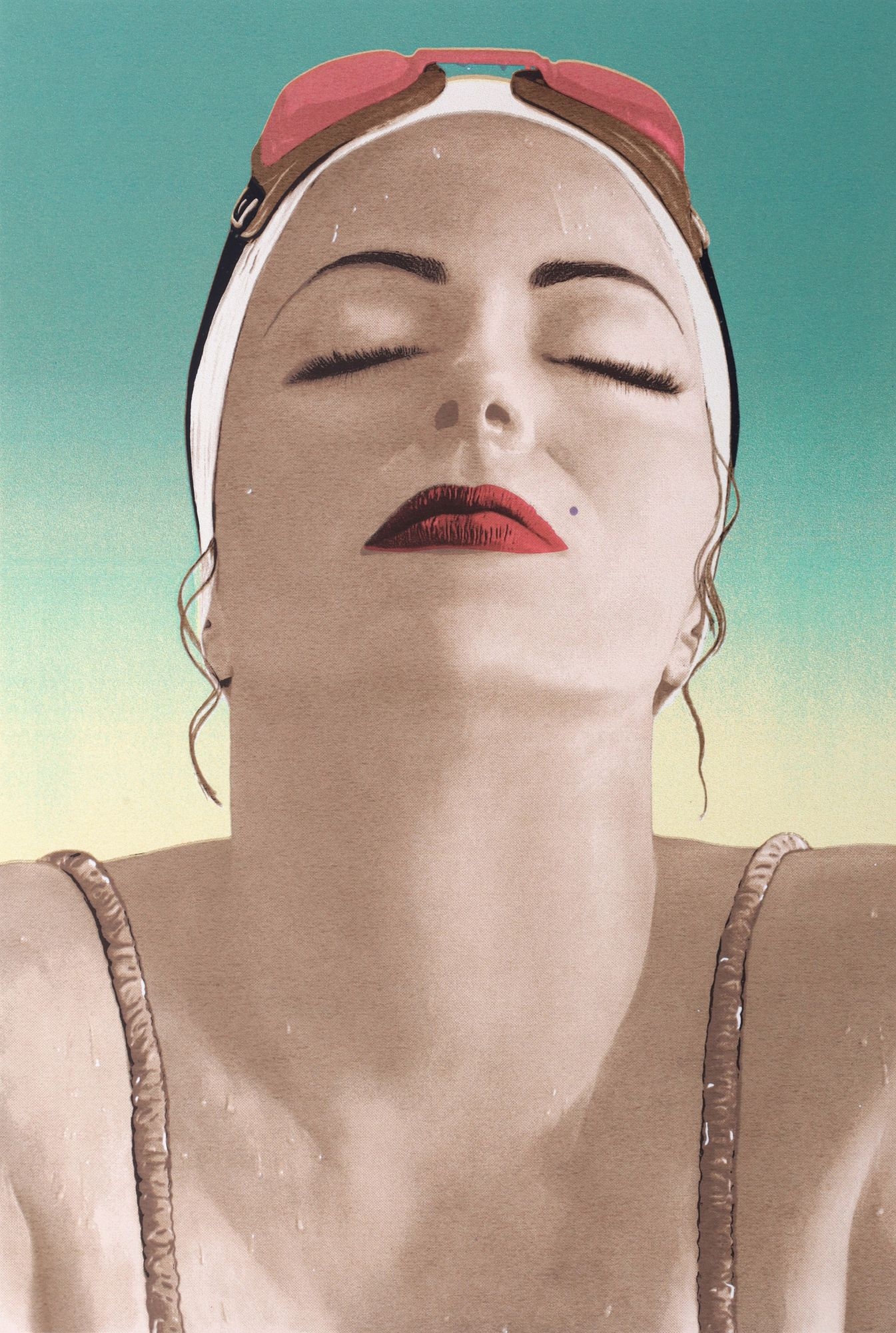 Artwork by Carole Feuerman, CATALINA (GREEN, Made of Silkscreen With Diamond Dust