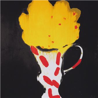 UNTITLED (YELLOW ROSES IN CHINESE VASE - Donald Sultan