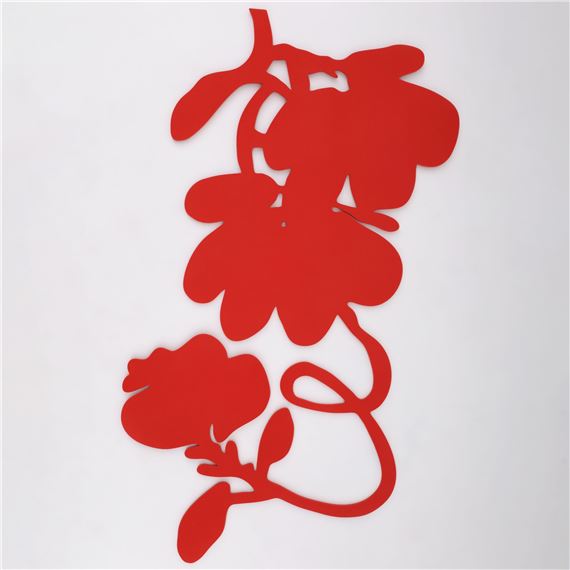 THREE RED LANTERN FLOWERS Wall Sculpture