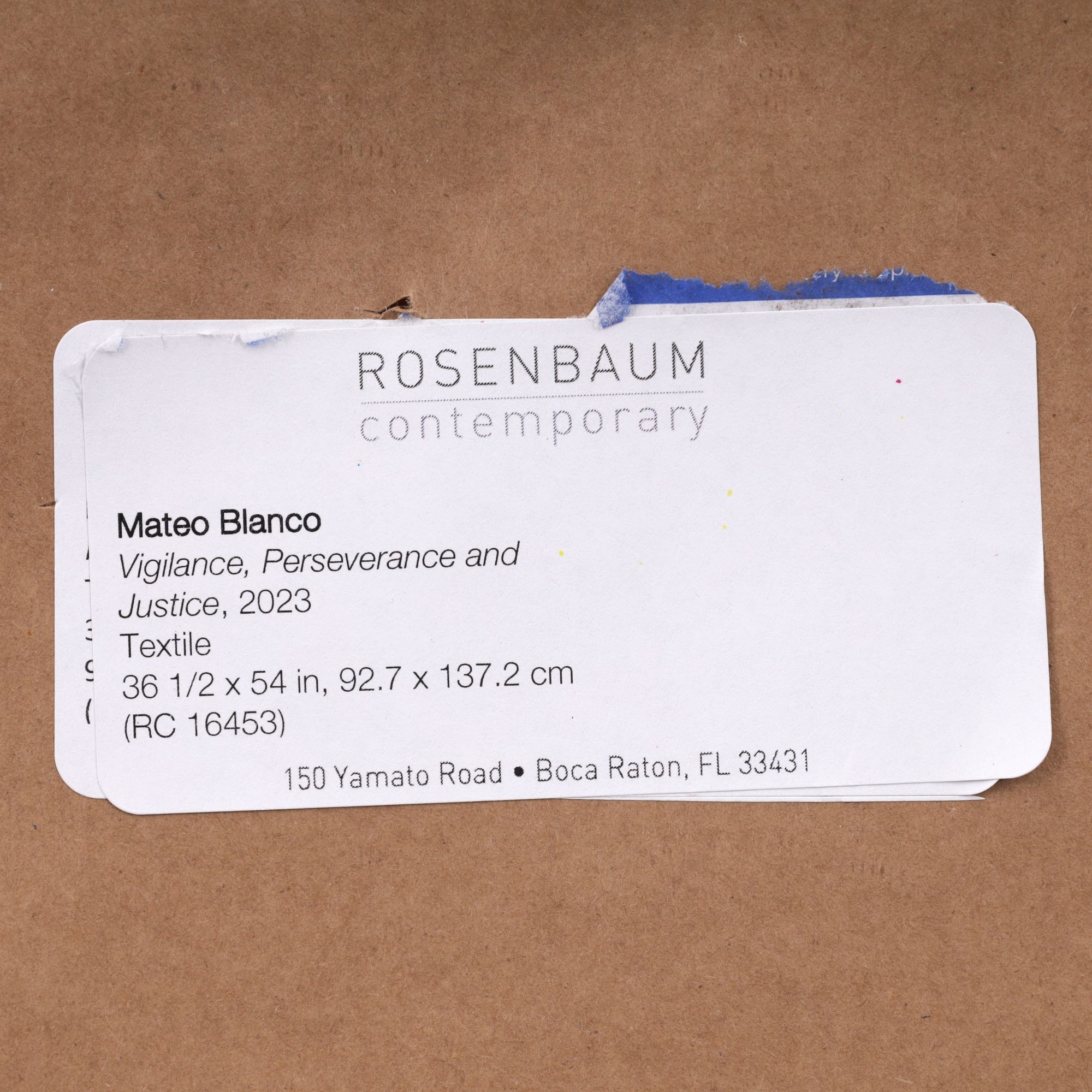 Artwork by Mateo Blanco, VIGILANCE, PERSEVERANCE AND JUSTICE, Made of Textile