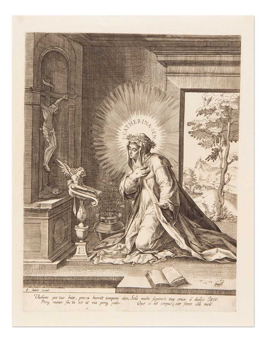 Artwork by Jan Sadeler I, Svatá Kateřina Sienská, Made of MäDirytina Na Papã­ÅE