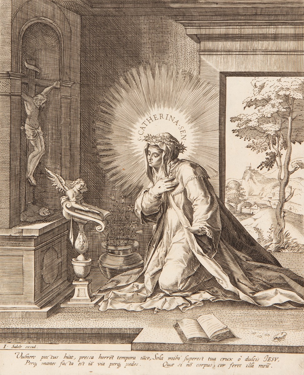 Artwork by Jan Sadeler I, Svatá Kateřina Sienská, Made of MäDirytina Na Papã­ÅE