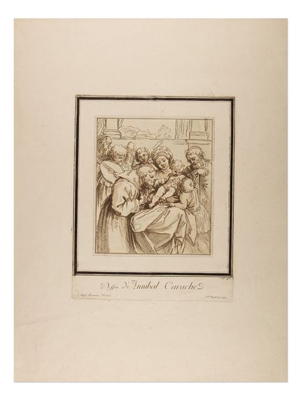 Madonna s dětmi a svatci (podle Carracciho by Johann Gottlieb Prestel, 1779
