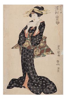 Sawamura Tanosuke II jako kurtizána Osono - Utagawa Toyokuni