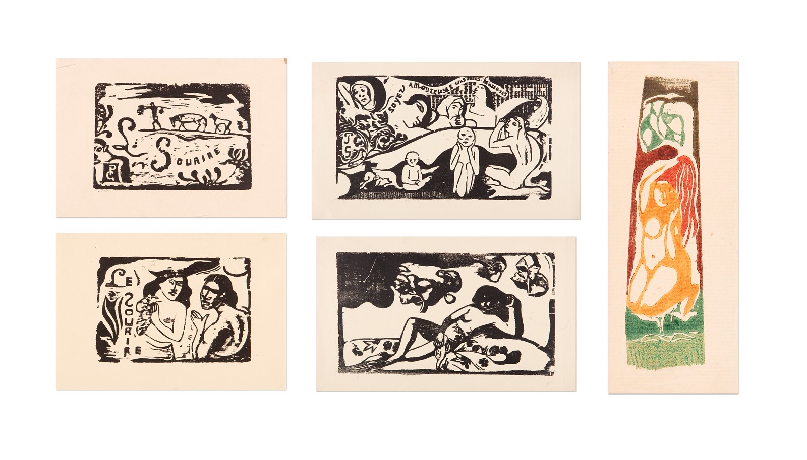 Artwork by Paul Gauguin, Konvolut 5 grafických listů z Tahiti, Made of Dřevoryty Z Původních Desek Nalezených M. R. Štefánikem Na Tahiti V Roce 1910