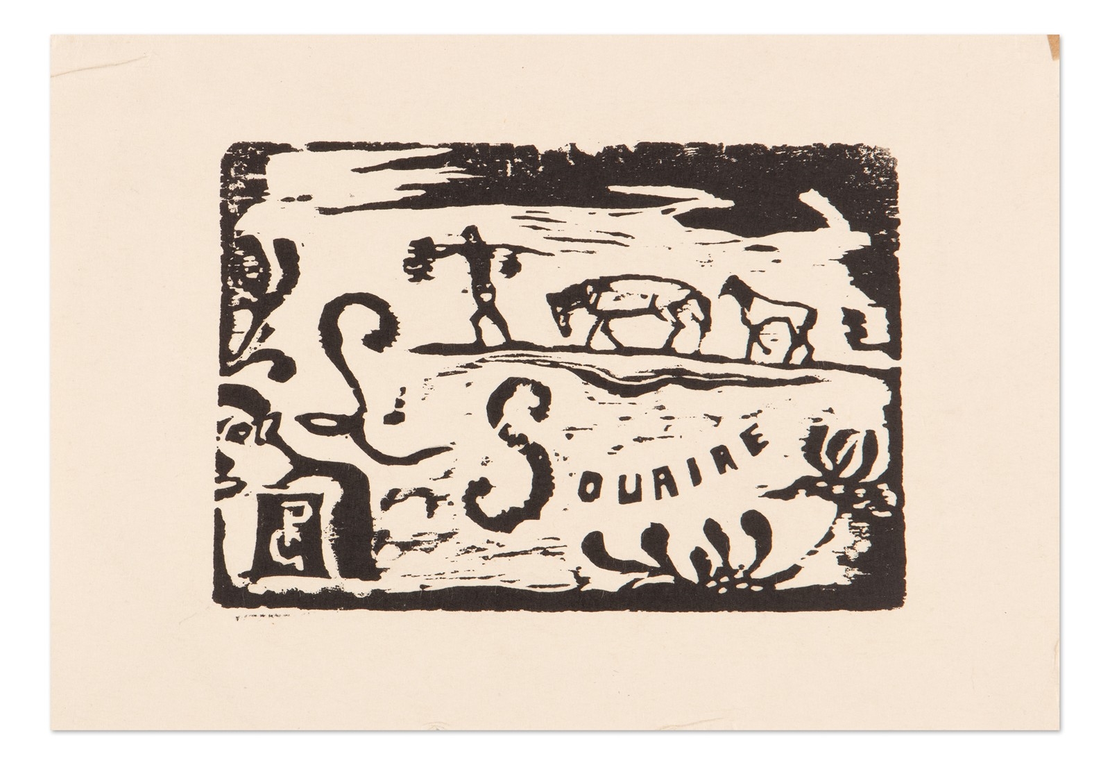 Artwork by Paul Gauguin, Konvolut 5 grafických listů z Tahiti, Made of Dřevoryty Z Původních Desek Nalezených M. R. Štefánikem Na Tahiti V Roce 1910