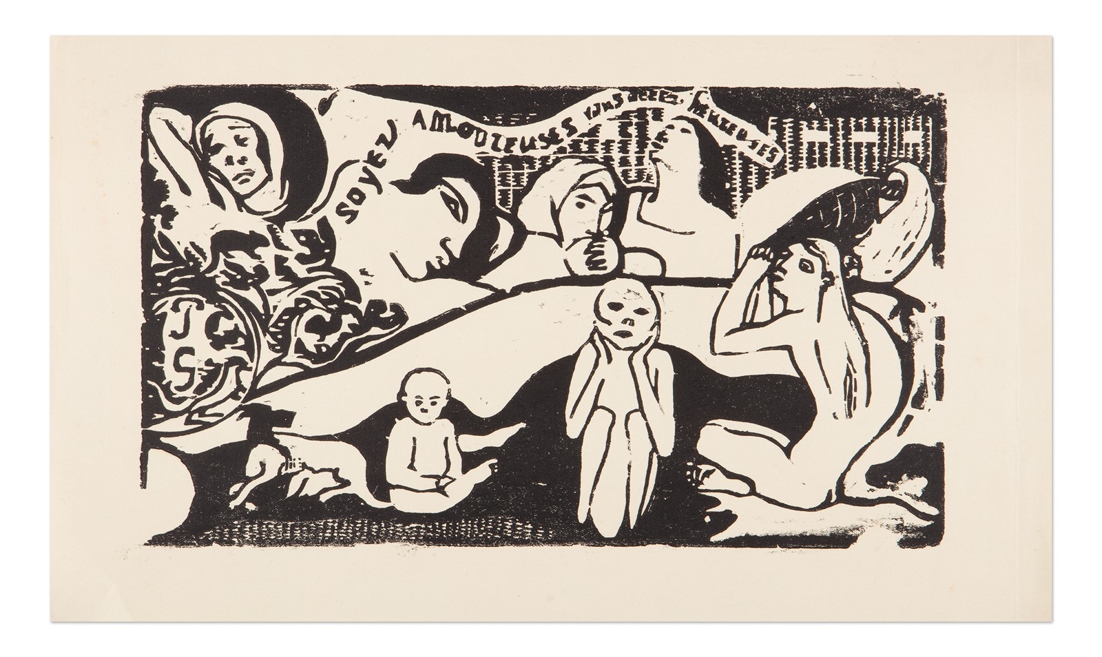 Artwork by Paul Gauguin, Konvolut 5 grafických listů z Tahiti, Made of Dřevoryty Z Původních Desek Nalezených M. R. Štefánikem Na Tahiti V Roce 1910