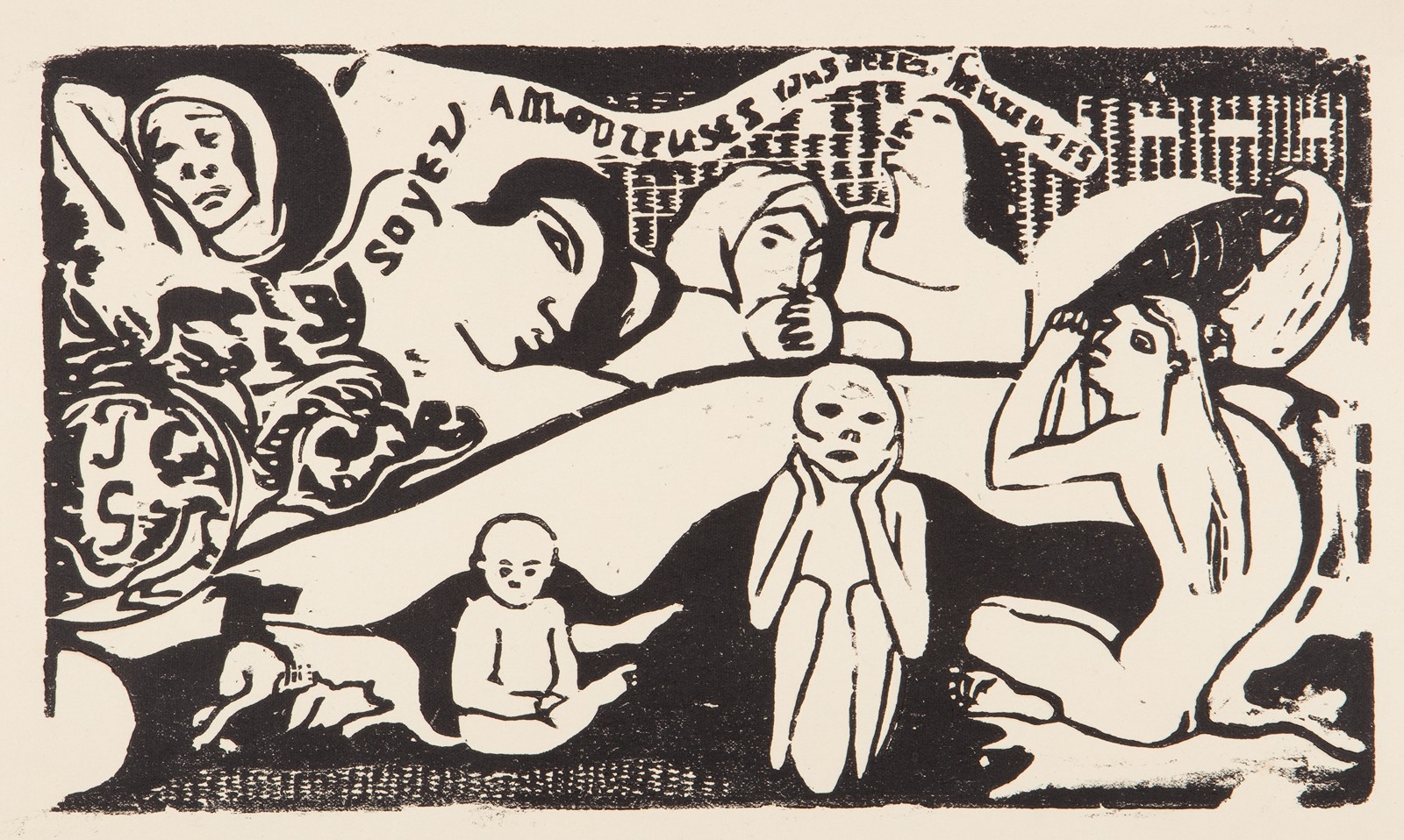 Artwork by Paul Gauguin, Konvolut 5 grafických listů z Tahiti, Made of Dřevoryty Z Původních Desek Nalezených M. R. Štefánikem Na Tahiti V Roce 1910