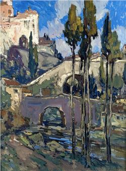 Bachlauf vor mediterraner Stadt - Alexander Charles Robinson