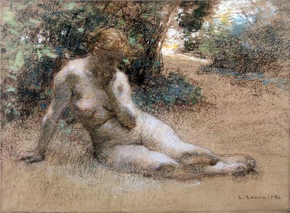 Liegender Akt im Freien - Léon-Augustin L'Hermitte