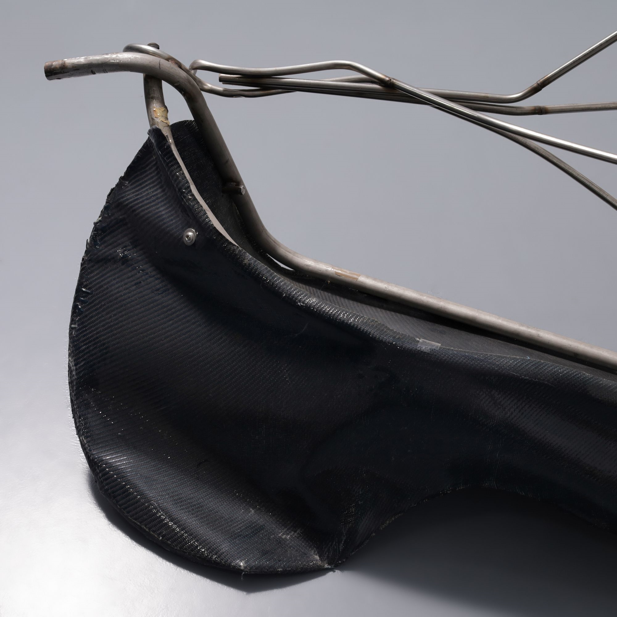 Artwork by Frank Stella, KAPAR Sculpture, Made of Stainless Steel, Unpainted Bent Tubing, Aluminum, Fiberglass