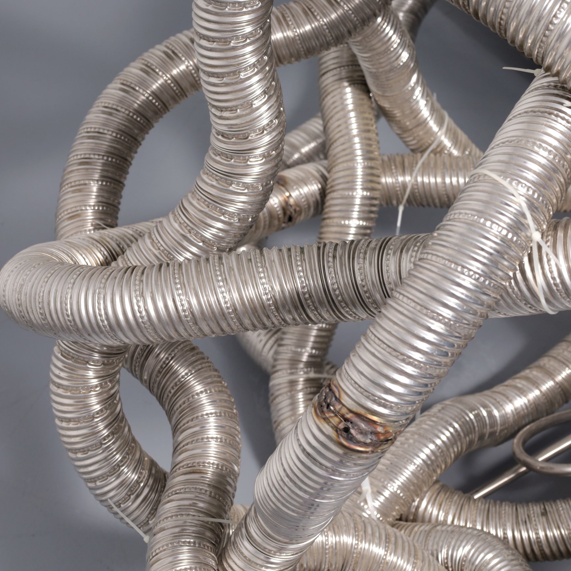 Artwork by Frank Stella, KAPAR Sculpture, Made of Stainless Steel, Unpainted Bent Tubing, Aluminum, Fiberglass