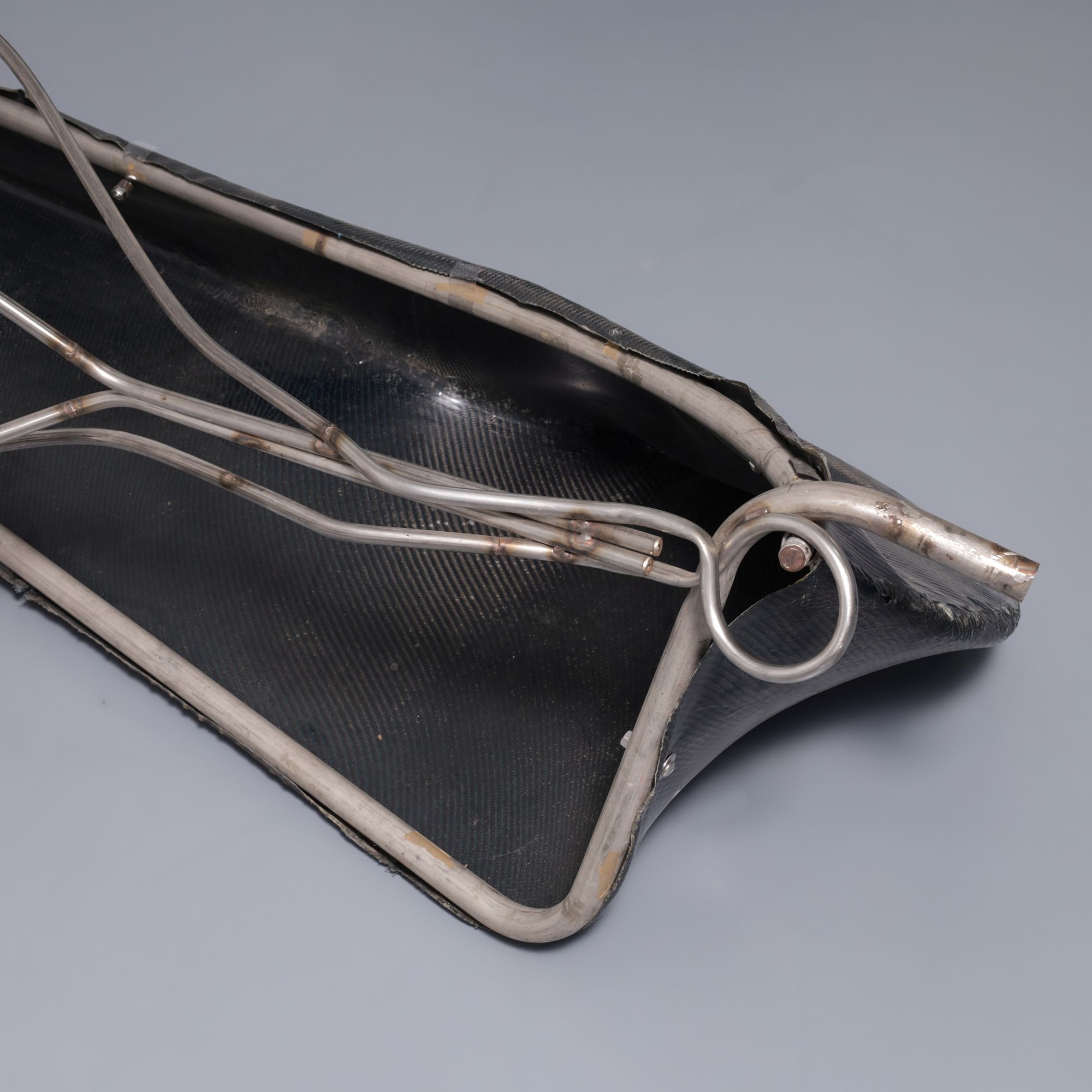 Artwork by Frank Stella, KAPAR Sculpture, Made of Stainless Steel, Unpainted Bent Tubing, Aluminum, Fiberglass