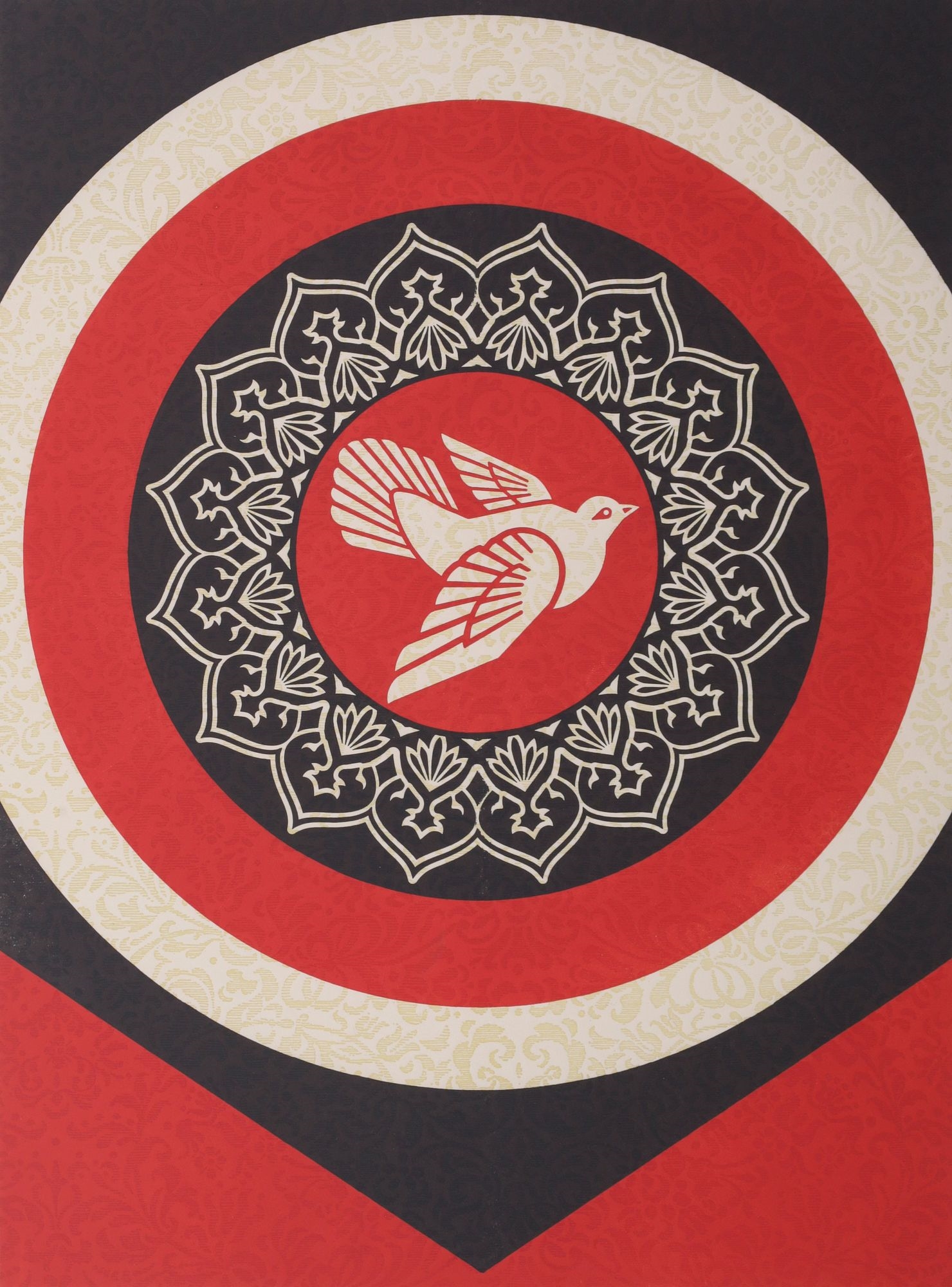 Artwork by Shepard Fairey, DOVE TARGET RED Relief Print, Made of Three-Color Relief Print On Handmade Paper