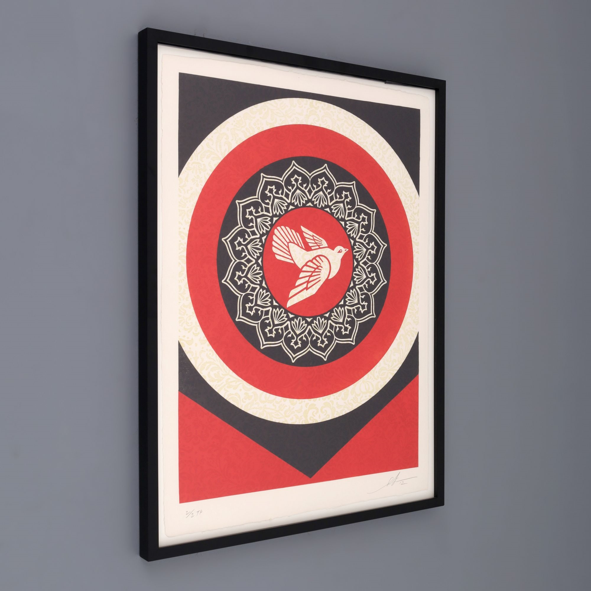 Artwork by Shepard Fairey, DOVE TARGET RED Relief Print, Made of Three-Color Relief Print On Handmade Paper