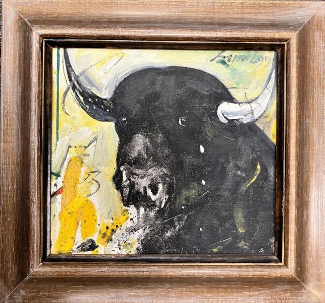 Artwork by Sunil Das, Composition with bull's head, Made of Oil on canvas