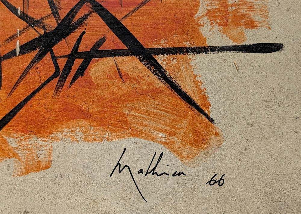 Georges Mathieu | Abstract Oil on Cardboard (1966) | MutualArt