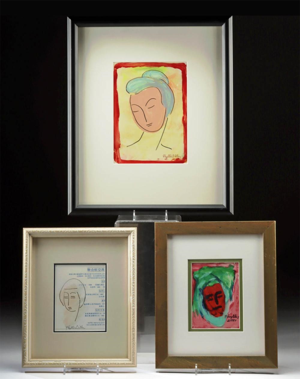 Artwork by Phyllis Diller, Three Phyllis Diller Mixed Medias - Jade, Una, & Anger, Made of Mixed Media
