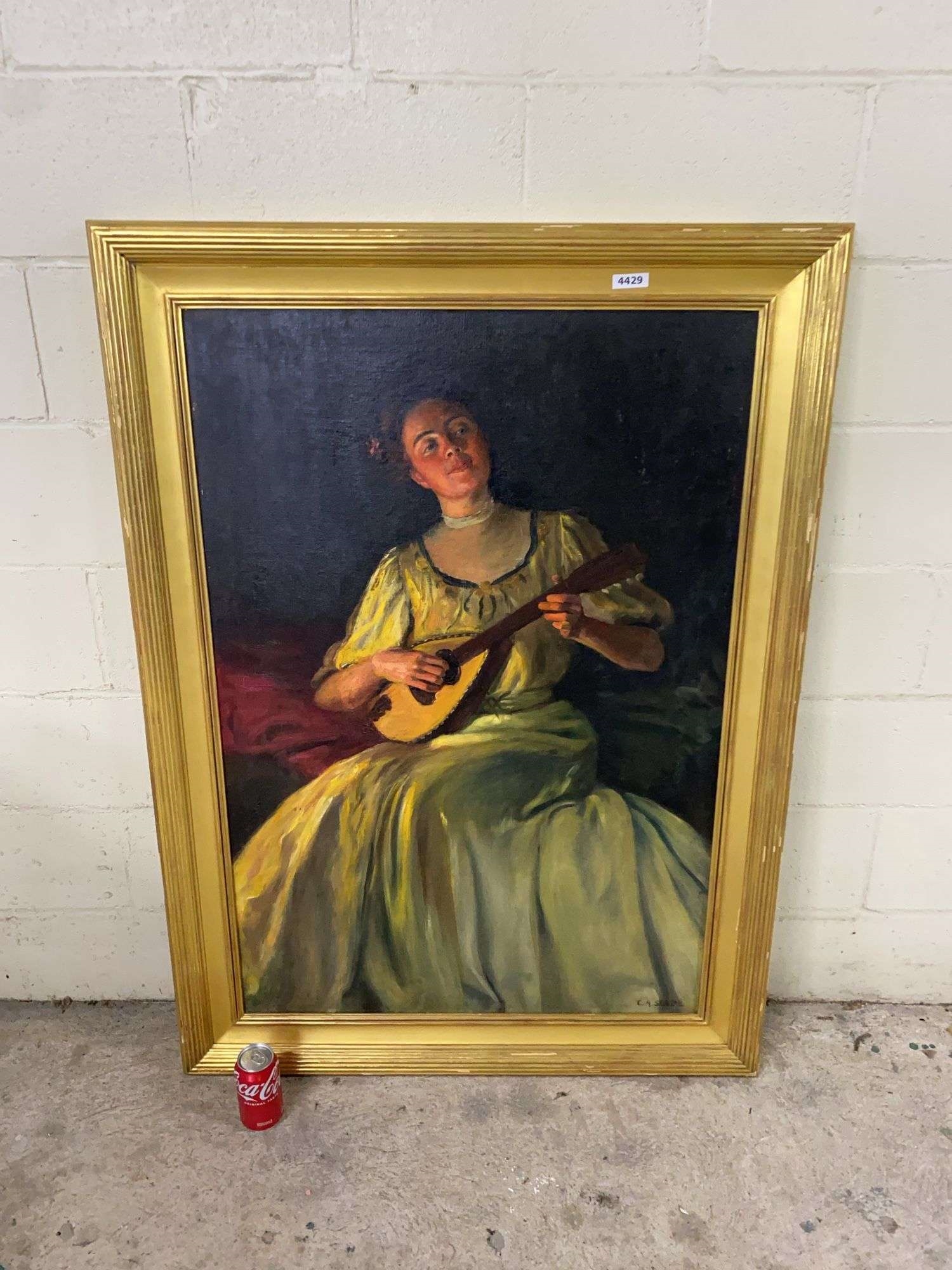Caleb Arnold Slade | Portrait Painting of Woman with Mandolin | MutualArt