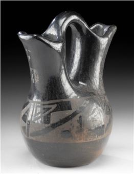 Early 20th C. Santa Clara Pueblo Pottery Wedding Vase - Santa Clara Pueblo