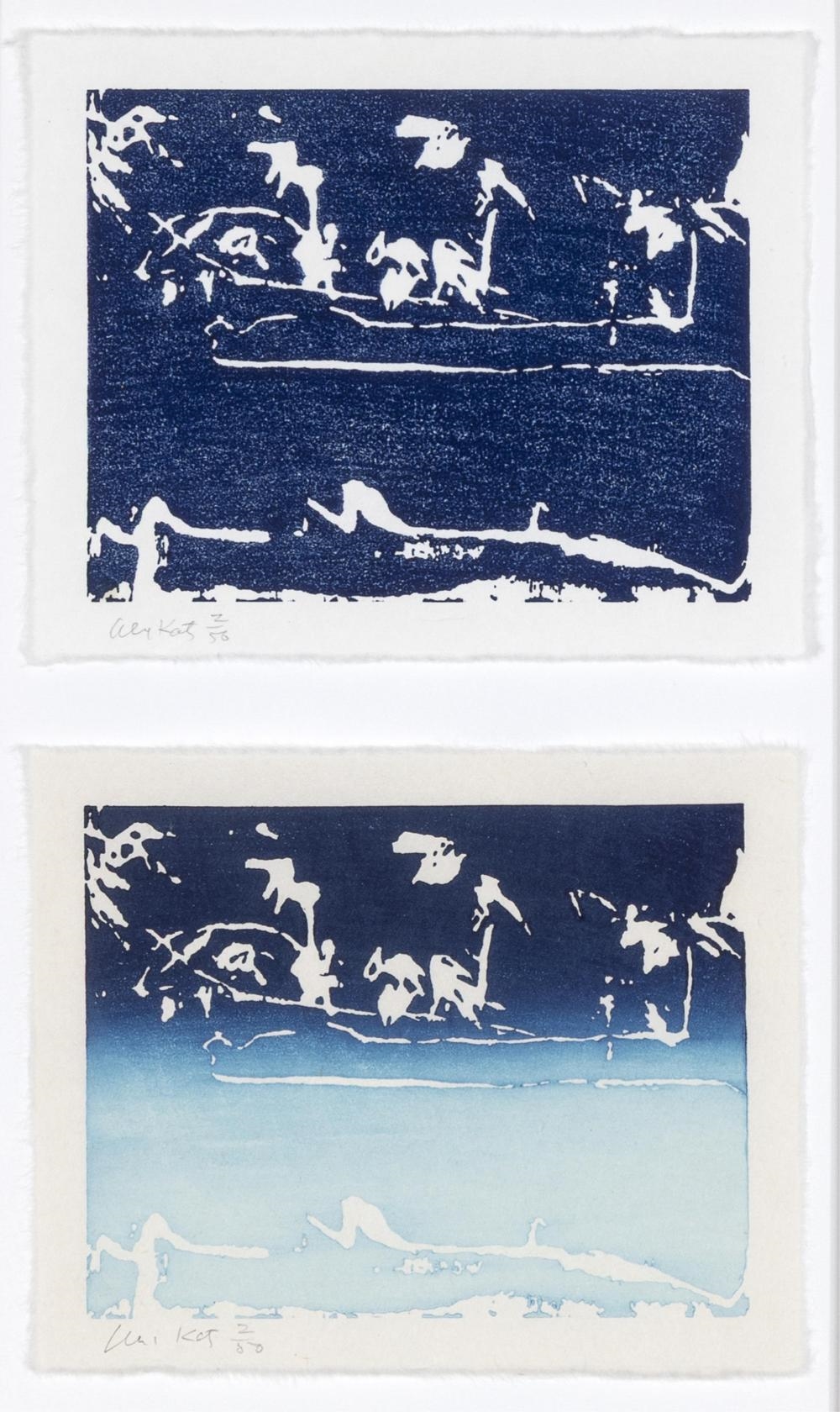 Artwork by Alex Katz, Pair of Prints: Coleman Pond 2 + Coleman Pond 3, Made of Woodcut In Heliorelief (Photographic Woodcut)