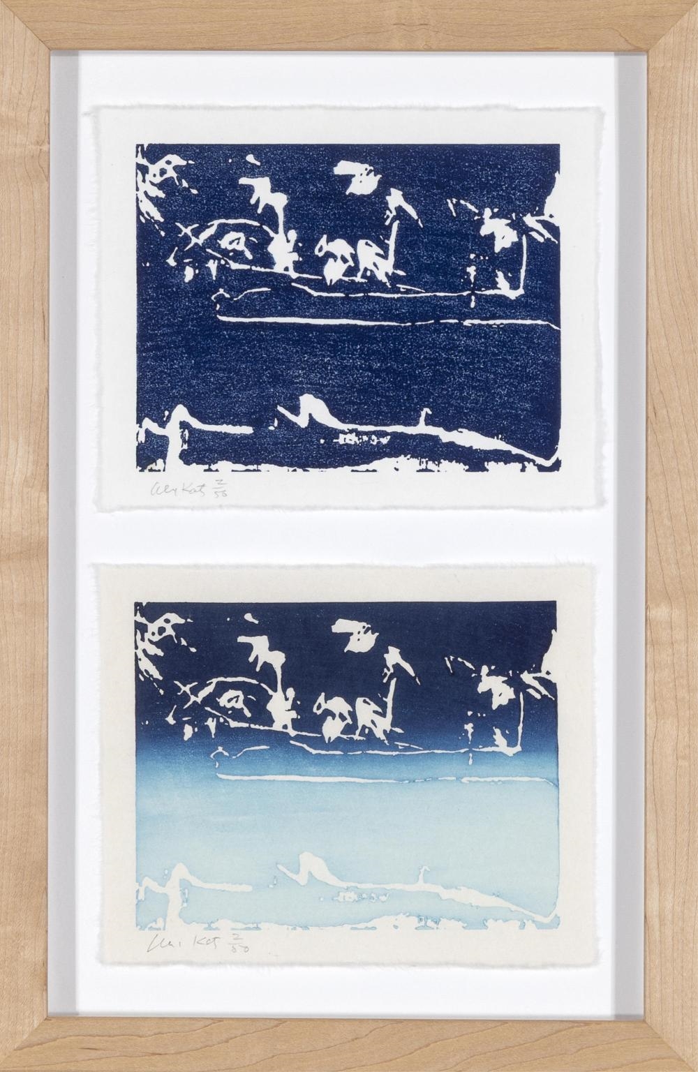 Artwork by Alex Katz, Pair of Prints: Coleman Pond 2 + Coleman Pond 3, Made of Woodcut In Heliorelief (Photographic Woodcut)