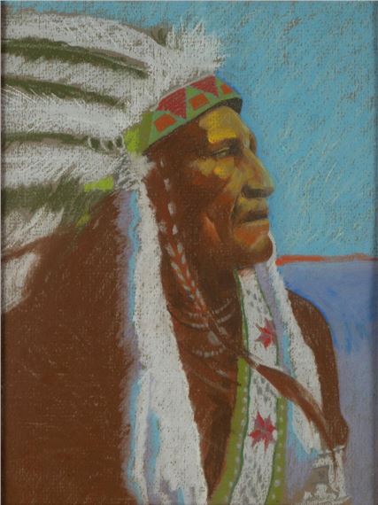 Portrait of a Native American chief - John Nieto