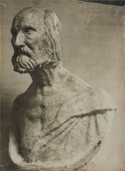 Dedicated photograph and original drawing - Émile-Antoine Bourdelle