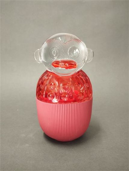 Monkey in red porcelain and colorless and red crystal - Jaime Hayon