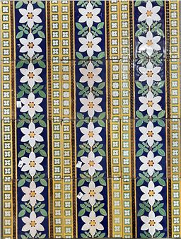 Frieze of 12 dust pressed clematis flower tiles - A. Pugin