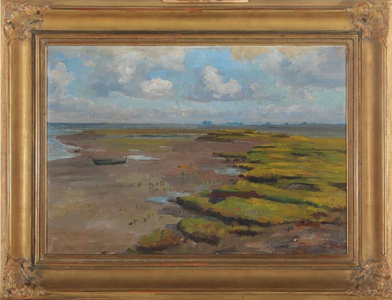 Artwork by Amelie Ruths, View from the Halligen in The North Frisian Wadden Sea, Made of Oil On Canvas