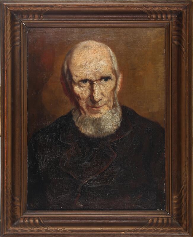 Artwork by Jørgen Roed, Portrait of an elderly man, Made of Oil On Canvas Laid On Board