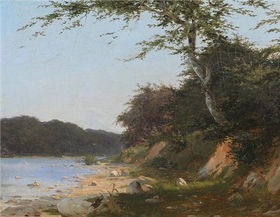 Coast scenery with trees by Frederik Carl Julius Kraft