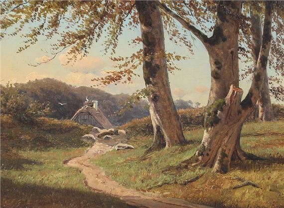 Sunshine on a forest path - Frederik Carl Julius Kraft