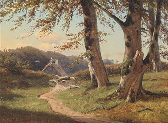 Sunshine on a forest path - Frederik Carl Julius Kraft