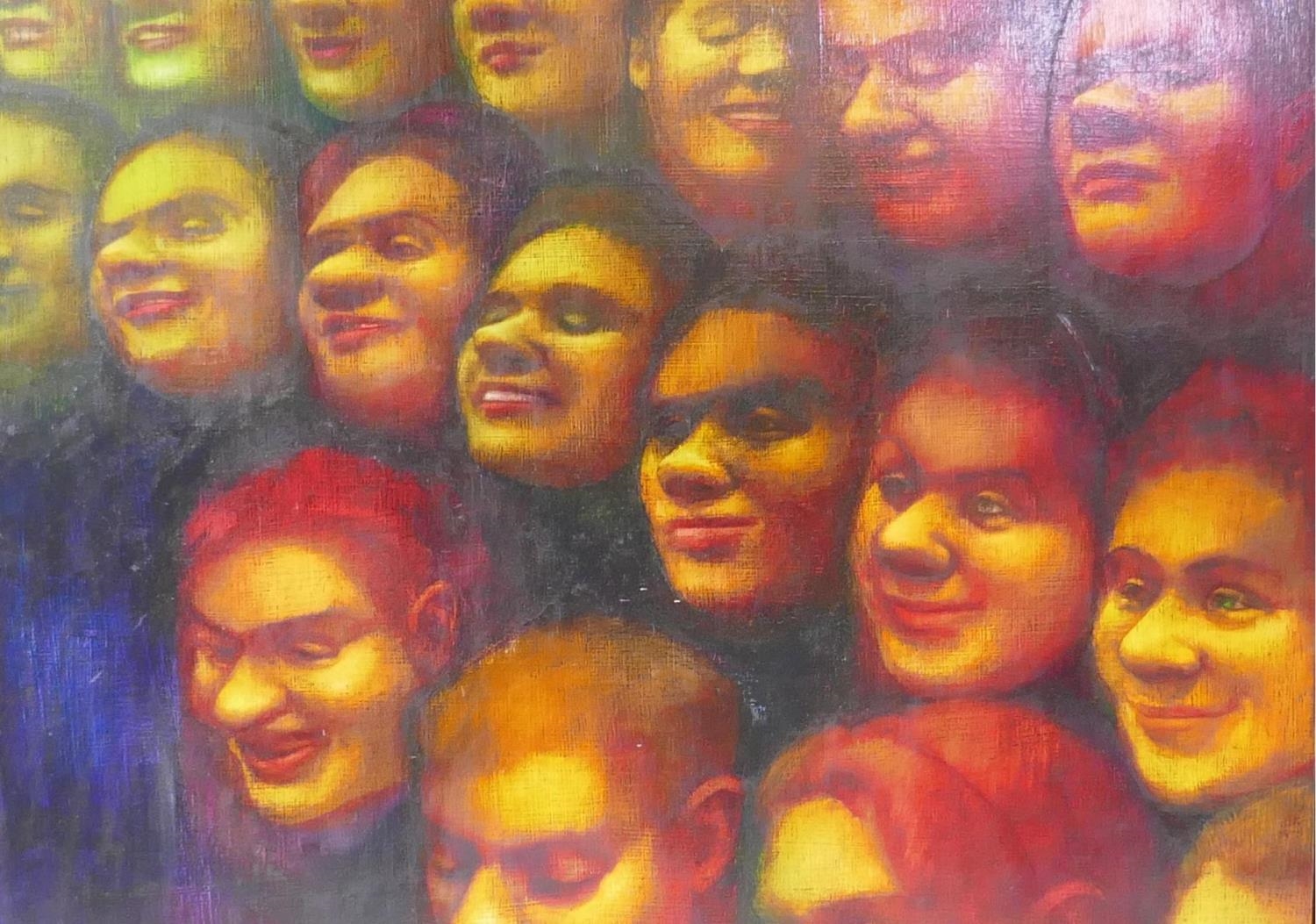 Artwork by Janet Owen, A Face in the Crowd, Made of Oil On Board
