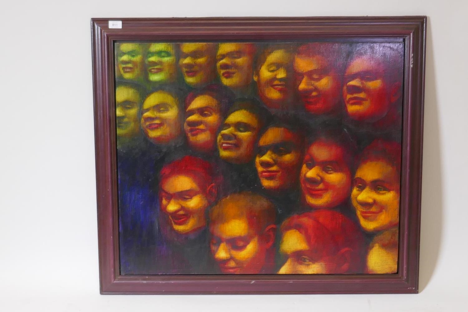 Artwork by Janet Owen, A Face in the Crowd, Made of Oil On Board