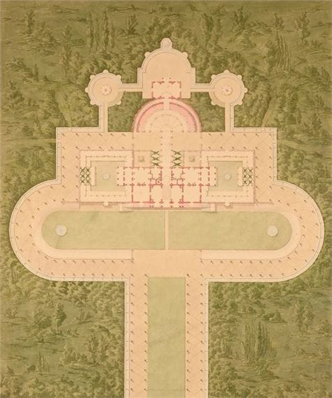 Plan of the château and garden at Malmaison by Pierre-François-Léonard Fontaine