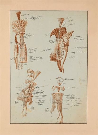 Four designs for ceremonial military headgear by Charles Percier